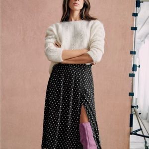 Sezane Alicia Skirt in black/white polka dot